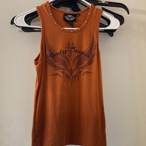 Harley-Davidson Women's Rust Tank Top with Studded Neckline